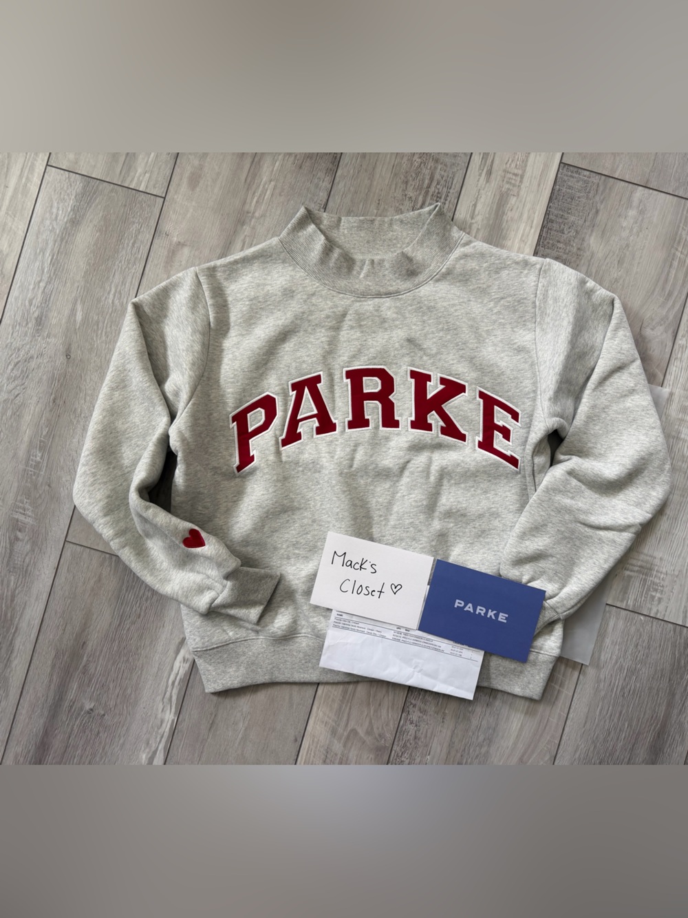 NWT Authentic PARKE Valentine Varsity Fleece Retro Trending Mockneck size s/m - Picture 6 of 15